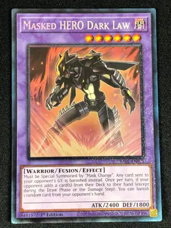 YUGIOH MASKED HERO DARK LAW RA01-EN025 PRISMATIC ULTIMATE (NM) - Image 1