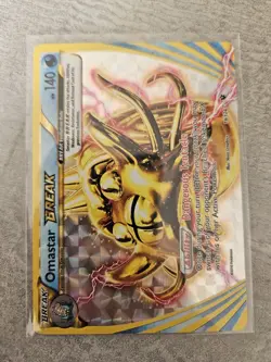BREAK Omastar 19/124 NM/MINT Full Art Holo Rare Pokemon Card Vintage - Image 1