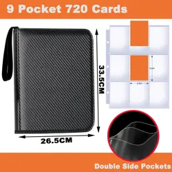 Premium 9-Pocket Zipper Card Binder for 720 MTG TCG Sports Cards - Black - Image 4