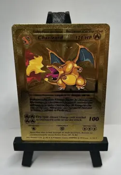 Pokemon Charizard Gold Foil Fan Art Textured Card 1999 #4/102 HP120 - Image 1