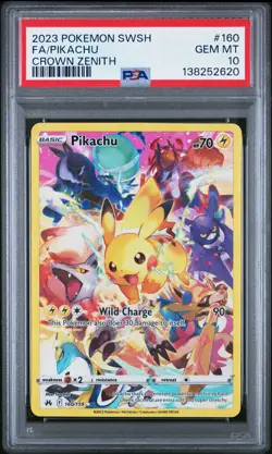 2023 POKEMON SWORD & SHIELD CROWN ZENITH #160 FULL ART/PIKACHU PSA 10 - Image 1