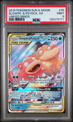 2019 POKEMON SUN & MOON UNIFIED MINDS #35 SLOWPOKE & PSYDUCK GX PSA 9 - Image 1