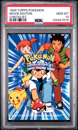 1999 TOPPS POKEMON THE MOVIE EDITION CHECKLIST MOVIE EDITION PSA 10 - Image 1