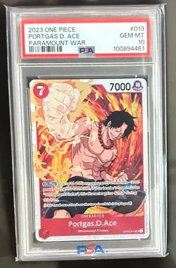 PSA 10 Portgas D. Ace OP02-013 Paramount War One Piece CCG Card ENG - Image 1
