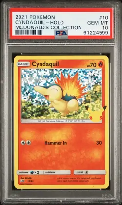 2021 POKEMON MCDONALD'S COLL #10 CYNDAQUIL-HOLO PSA 10 - Image 1