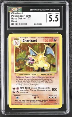 Charizard Base Set 4/102 Holo CGC 5.5 EXC+ Pokemon WOTC 1999 - Image 1