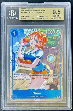 BGS 9.5 One Piece P-053 P* Nami Full Art - English - Foil - The Best - Graded - Image 1