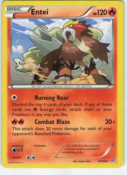 Entei (14) 14/98 XY - Ancient Origins Rare Normal MP Pokemon - Image 1