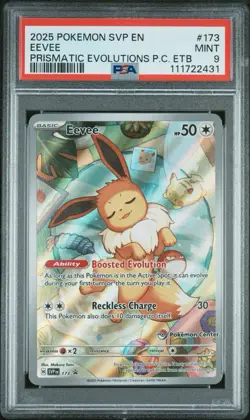 PSA 9 Mint Pokemon TCG Prismatic Evolutions Eevee Promo Pokemon Center Stamped - Image 1