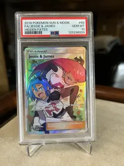2019 Pokemon Sun And Moon Jessie And James Full Art Hidden Fates PSA 10 - Image 1
