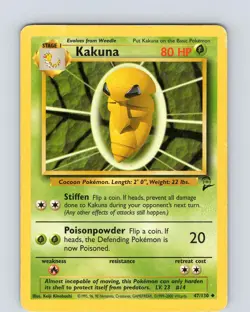 Pokemon TCG Kakuna 47/130 Base Set 2 Unlimited Common Card WOTC Played MP - Image 1