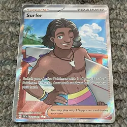 2024 Pokemon Surfer Supporter 235/191 Surging Sparks Holo Full Art Mint + Bonus - Image 1