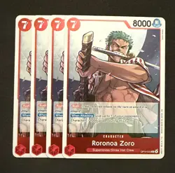 One Piece Roronoa Zoro Foil OP14-015 Playset (x4) The Azure Sea's Seven - Image 1