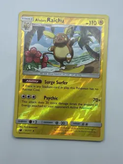 Pokemon TCG Alolan Raichu Crimson Invasion Reverse Holo Card 31/111 - Image 1