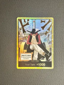 One Piece Card Gold Frame Dracule Mihawk DON!! Card OP14 THE AZURE SEA'S SEVEN - Image 1