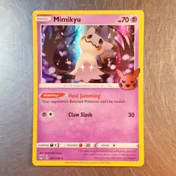 2020 Mimikyu Holo Pikachu Stamped Card 081/189 Pokemon TCG - Image 1