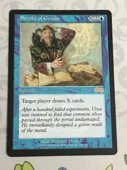D1213 MAGIC GATHERING URZA'S SAGA STROKE OF GENIUS #100 MP R MTG - Image 1