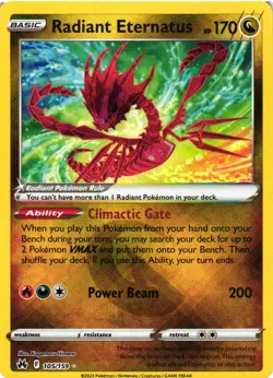 Pokemon TCG Radiant Eternatus Crown Zenith 105/159 Holo Radiant Rare VLP - Image 1