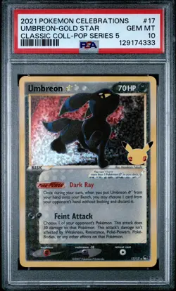 2021 Pokemon Celebrations Pop Series 5 Gold Star #17 Umbreon Gem Mint PSA 10 - Image 1