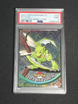 PSA 9 Mint 2000 Topps Pokemon TV Animation Series 3 Silver Foil Scyther #123 - Image 1