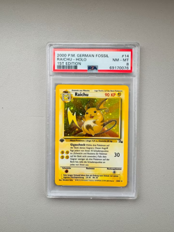 Raichu Holo 1. Edition #14 | Pokemon Fossil Deutsch | PSA 8 - Image 1