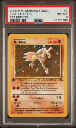 Kicklee Holo 1. Edition #7 | Pokemon Fossil Deutsch | PSA 8 - Image 2