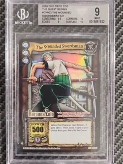 2005 Bandai One Piece CCG The Quest Begins Roronoa Zoro Gold Rare English Bgs 9 - Image 1