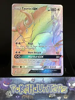 Pokemon Card Tauros GX 156/149 Sun & Moon Base Set Secret Rare NM - Image 1
