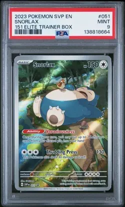 PSA 9 2023 Pokemon SVP EN 151 Elite Trainer Box Snorlax #051 Black Star Promo - Image 1