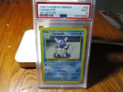1999 French Pokemon 1st Edition Base Set - Wartortle / Carabaffe 42 - PSA 9 Mint - Image 2