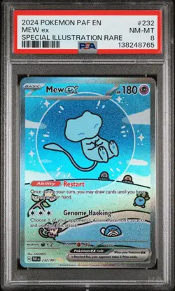 2024 POKEMON PAF EN-PALDEAN FATES SPECIAL ILLUSTRATION RARE #232 MEW EX PSA 8 - Image 1