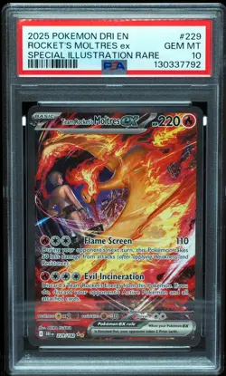 Team Rocket's Moltres EX 229 PSA 10 Destined Rivals Pokemon Card - Image 1