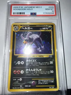 Pokemon TCG Houndoom 2000 Japanese Neo 2 #229 Holo Rare PSA 10 Gem Mint WOTC - Image 1