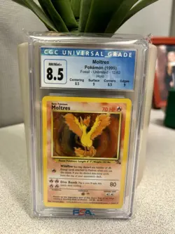 Moltres 12/62 - 1999 Fossil Unlimited Holo Pokemon CGC 8.5 (with sub Grades 9) - Image 2