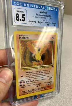 Moltres 12/62 - 1999 Fossil Unlimited Holo Pokemon CGC 8.5 (with sub Grades 9) - Image 4
