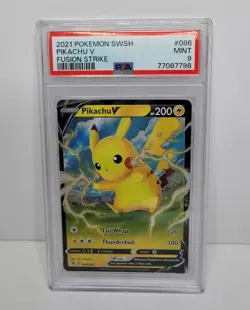 2021 Pokemon Fusion Strike #086 Pikachu V PSA 9 Mint - Image 1