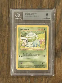 1999 Pokemon Set Unlimited Bulbasaur Common #44/102 BGS 9 - Image 1