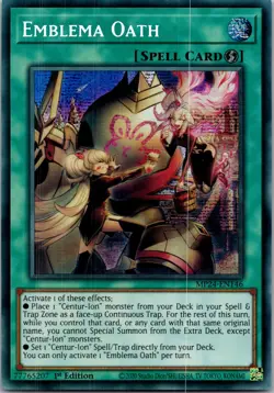 Yugioh Emblema Oath MP24-EN146 1st Edition Prismatic Secret Rare NM - Image 1