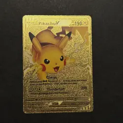 Pokemon Gold Foil Fan Art Card PIKACHU V 190HP 043/185 - Image 1