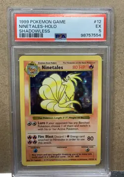 1999 POKEMON BASE SET SHADOWLESS #12 NINETALES-HOLO PSA 5 - Image 1