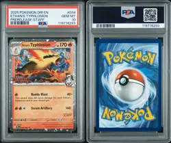 2025 POKEMON DRI EN-DESTINED RIVALS PRERELEASE-STAFF ETHAN'S TYPHLOSION PSA 10 - Image 2