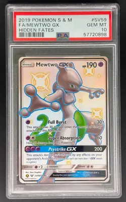Mewtwo GX Full Art #SV59 Hidden Fates Shiny Vault Pokemon PSA 10 GEM 2019 - Image 1