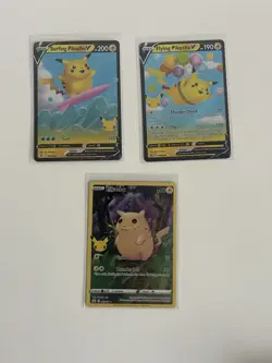 Pokemon Pikachu Celebrations Bundle X3 Flying 006 Pikachu 005 Surfing 008 NM - Image 1