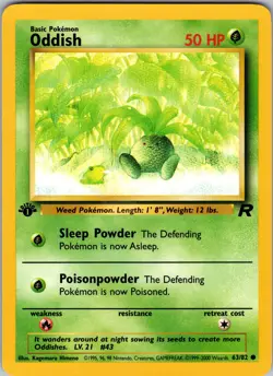 Oddish 63/82 Team Rocket Pokemon TCG NM First Edition - Image 1