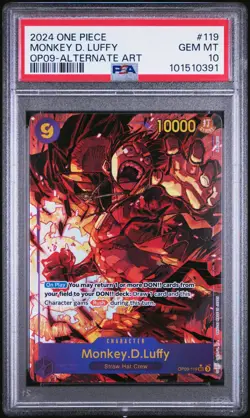 MONKEY D. LUFFY ALTERNATE ART PSA 10 ONE PIECE OP09-EMPERORS IN THE NEW WORLD - Image 1