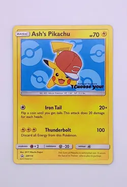 Pokemon Ash's Pikachu Card Promo SM 114 "I Choose you" Movie Stamp Black Star - Image 1