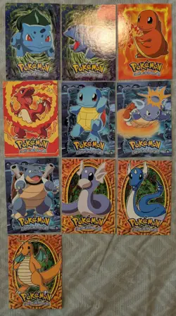 (10 Cards)1999 Topps Pokemon Movie Stage Blue/Black Logo Blastoise Bulbasaur Etc - Image 1