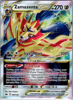 Zamazenta VSTAR 099/159 Crown Zenith - Pokemon Card - NM - Image 1