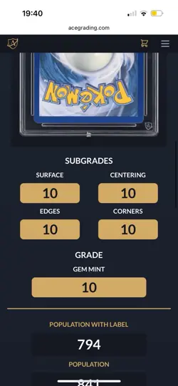 Pokemon TCG Umbreon Gold Star 17/17 Celebrations Card Ace 10 PERFECT SUBGRADES! - Image 3