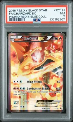2016 POKEMON XY BLACK STAR PROMO RED & BLUE COLL FULL ART/CHARIZARD EX PSA 7 - Image 1